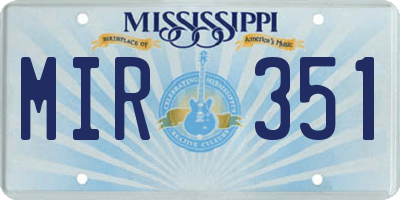 MS license plate MIR351