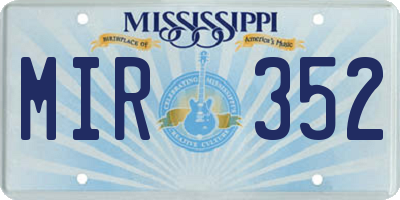 MS license plate MIR352