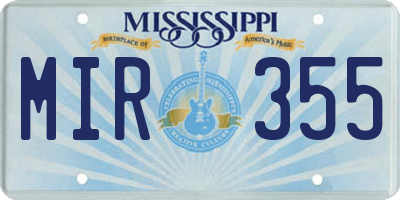 MS license plate MIR355