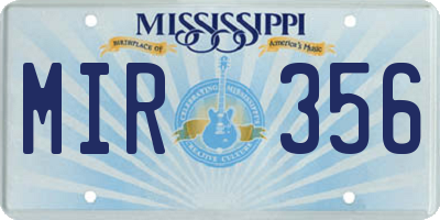 MS license plate MIR356