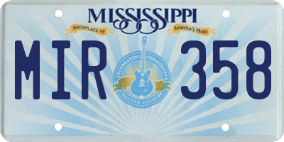 MS license plate MIR358