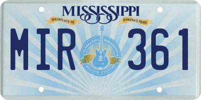 MS license plate MIR361