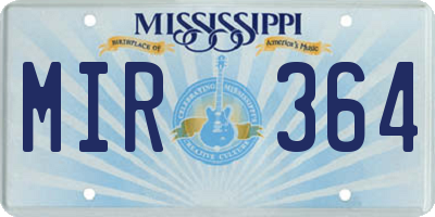 MS license plate MIR364