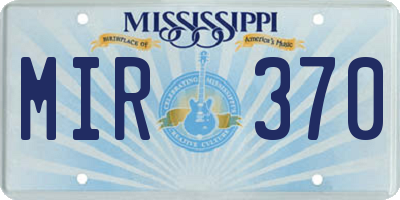 MS license plate MIR370