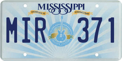 MS license plate MIR371