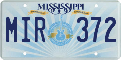 MS license plate MIR372