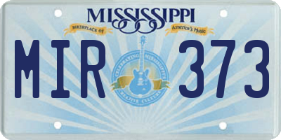 MS license plate MIR373