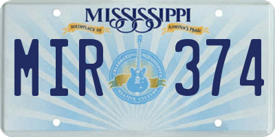MS license plate MIR374