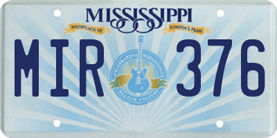 MS license plate MIR376