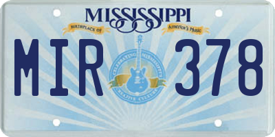 MS license plate MIR378