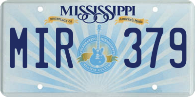 MS license plate MIR379