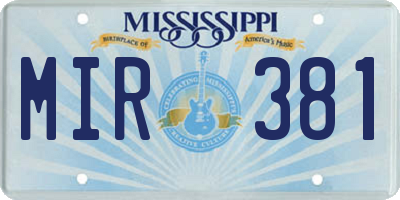 MS license plate MIR381