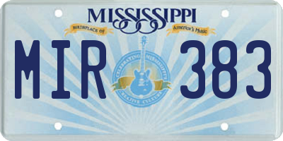 MS license plate MIR383