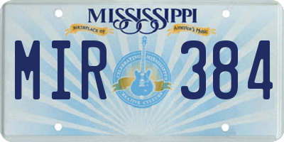 MS license plate MIR384