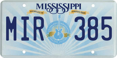 MS license plate MIR385