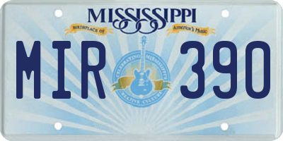 MS license plate MIR390