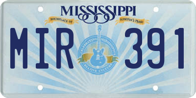 MS license plate MIR391
