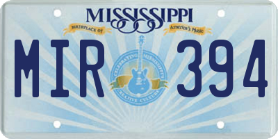 MS license plate MIR394