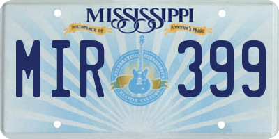 MS license plate MIR399