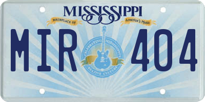 MS license plate MIR404