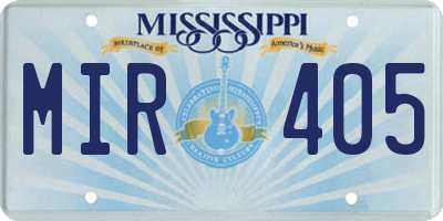 MS license plate MIR405