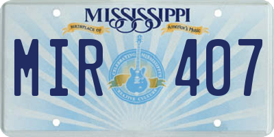MS license plate MIR407