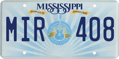MS license plate MIR408