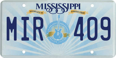 MS license plate MIR409