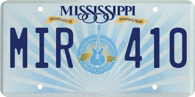 MS license plate MIR410