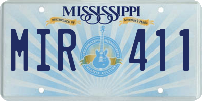 MS license plate MIR411