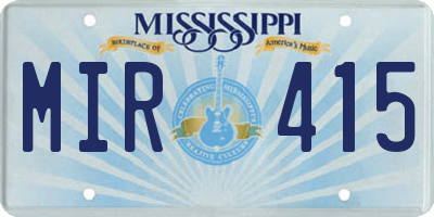 MS license plate MIR415