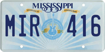 MS license plate MIR416
