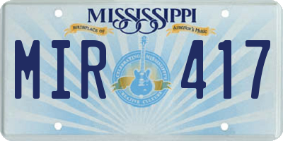 MS license plate MIR417
