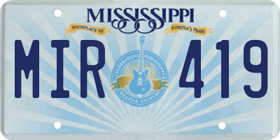 MS license plate MIR419