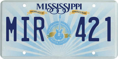 MS license plate MIR421