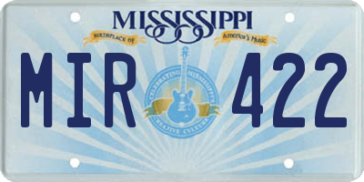 MS license plate MIR422