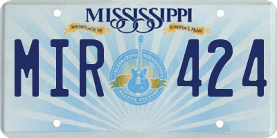 MS license plate MIR424