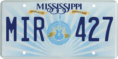 MS license plate MIR427