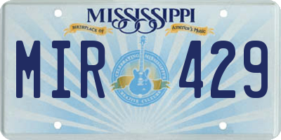 MS license plate MIR429