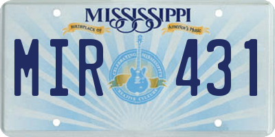 MS license plate MIR431
