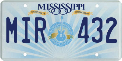 MS license plate MIR432