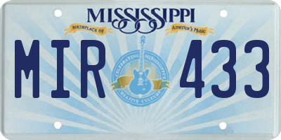 MS license plate MIR433