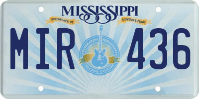 MS license plate MIR436