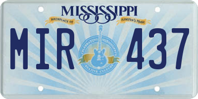 MS license plate MIR437