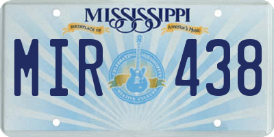 MS license plate MIR438