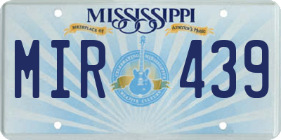 MS license plate MIR439