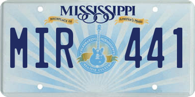 MS license plate MIR441