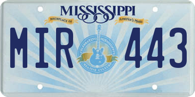 MS license plate MIR443