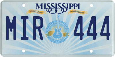 MS license plate MIR444
