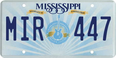 MS license plate MIR447